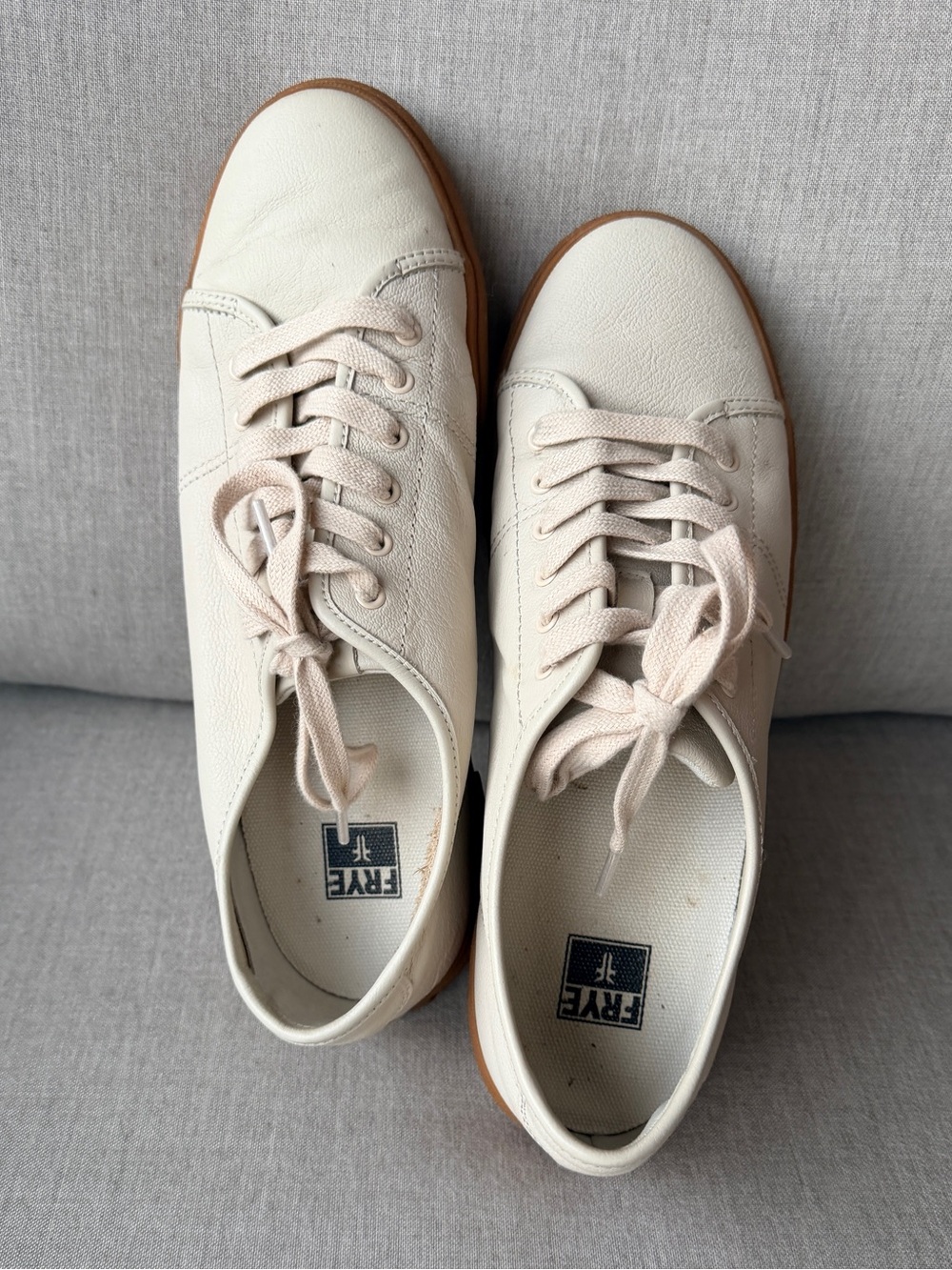 Frye Ivory Gia Low Lace Leather Sneakers with Gum Sole